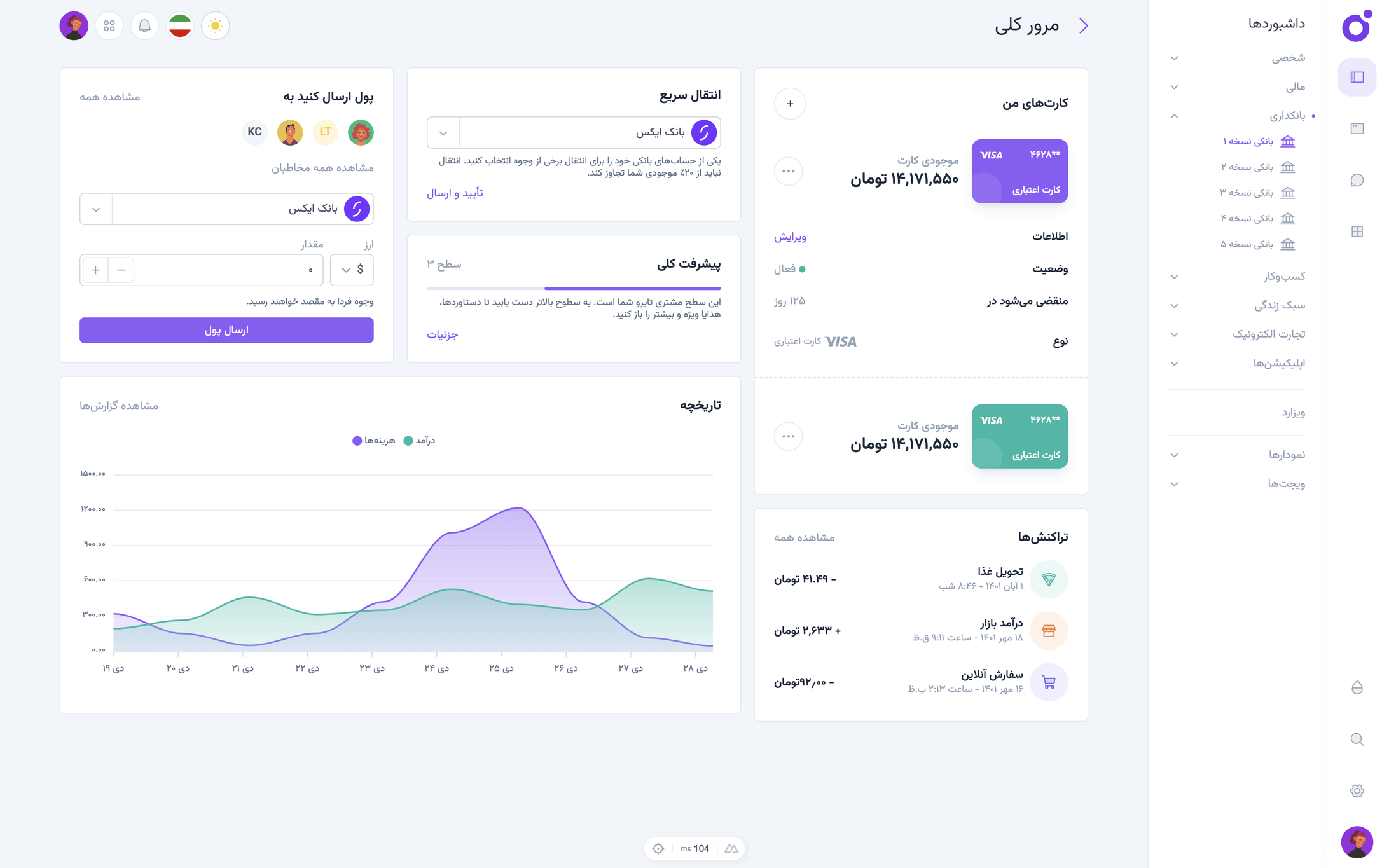 Tairo - داشبورد بانکی نسخه ۱