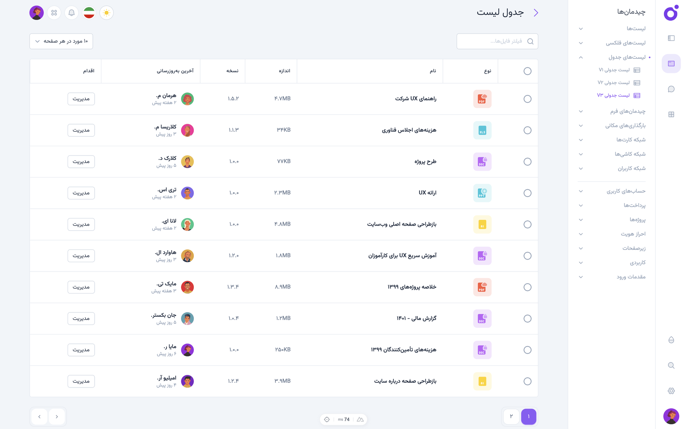 Tairo - لیست جدولی 3