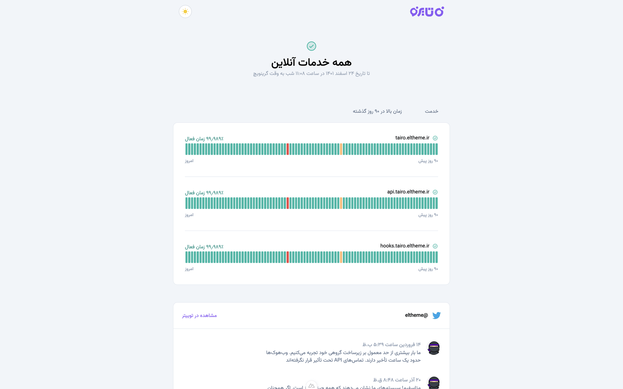 Tairo - وضعیت خدمت